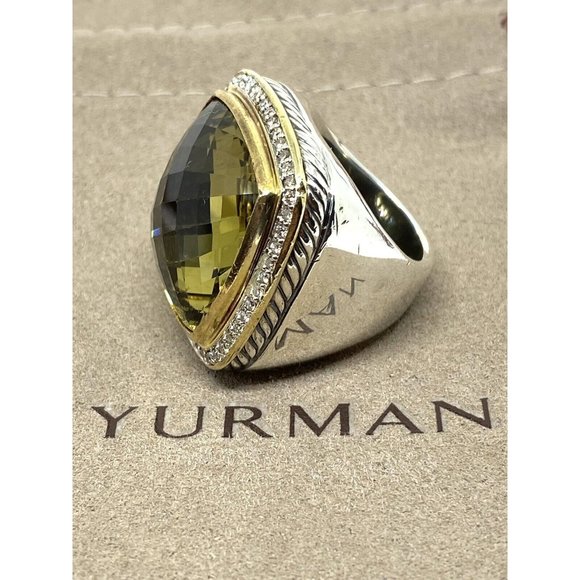 $3250 DAVID YURMAN 18K GOLD SS DIAMOND ALBION EXTRA LARGE LEMON QUARTZ R… - Picture 11 of 16